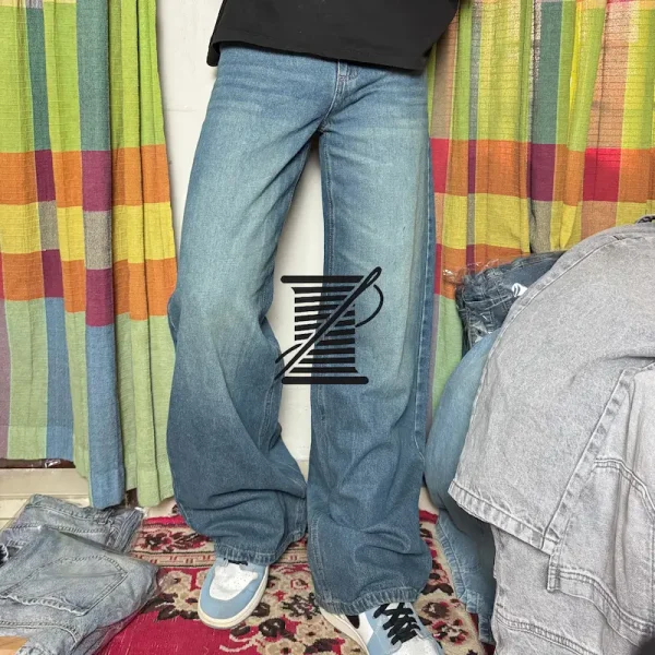 Unisex Stonewash Blue Baggy Jeans – 100% Cotton | SHUTORANG